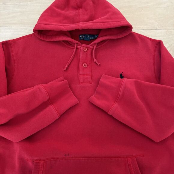 Vintage Polo Ralph Lauren Hoodie XL Red 90s New York Streetwear RRL - Picture 4 of 8
